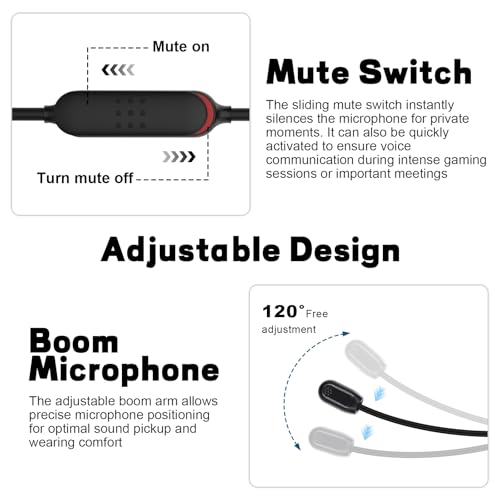 Zosvoses QC35 Boom Microphone Compatible with Bose QC35 & QC35 II Headphones, Boom Gaming Microphone Cable with Mute Switch for Gaming/Zoom/Streaming