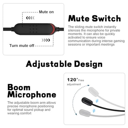 Zosvoses QC35 Boom Microphone Compatible with Bose QC35 & QC35 II Headphones, Boom Gaming Microphone Cable with Mute Switch for Gaming/Zoom/Streaming