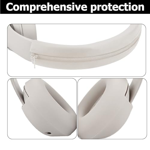 Studio Pro Silicone 2-in-1 Sweat Case Cover Set with Anti-Scratch Ear Pad Covers & Zipper Headband Cover – Compatible with Beats Studio Pro Wireless Headphones（Off White） - color: Off White 2-in-1