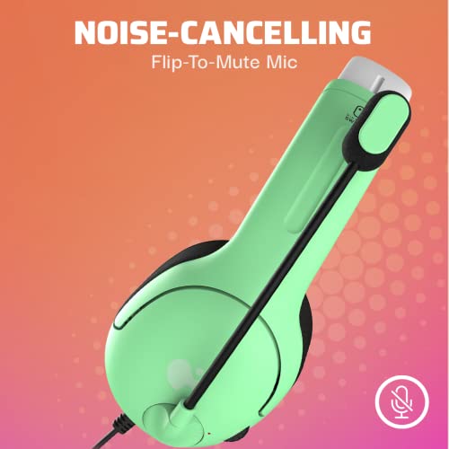 PDP Gaming LVL40 Stereo Headset with Mic for Nintendo Switch/Switch Lite/OLED - Wired Power Noise Cancelling Microphone, Lightweight, Soft Comfort On Ear Headphones (Animal Crossing Blue & Green)