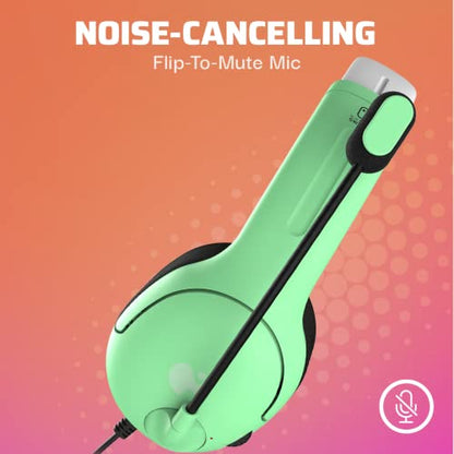 PDP Gaming LVL40 Stereo Headset with Mic for Nintendo Switch/Switch Lite/OLED - Wired Power Noise Cancelling Microphone, Lightweight, Soft Comfort On Ear Headphones (Animal Crossing Blue & Green)