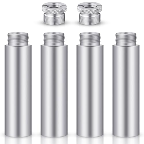 Weewooday 4 Pcs Mic Stand Extension Tube, 5/8 Inch, Sliver | Microphone Extension Pipe, Aluminium Alloy Stand Extenders Screw Boom Tubes, with 2 Metal Adapters - color: Sliver