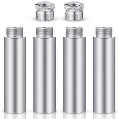 Weewooday 4 Pcs Mic Stand Extension Tube, 5/8 Inch, Sliver | Microphone Extension Pipe, Aluminium Alloy Stand Extenders Screw Boom Tubes, with 2 Metal Adapters - color: Sliver