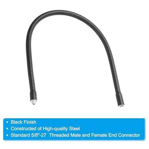 PATIKIL 20" Gooseneck, 2 Pcs 1/4"-20 Female to Male Thread Metal Universal Hose Flexible Arm Gooseneck Tube Extension Holder for Action Camera, Phone, Microphone, Black - size: 20 Inch