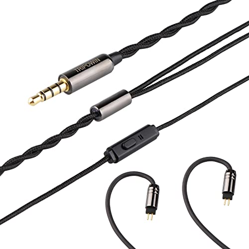 Linsoul Tripowin Zombur 4N OFC in Ear Monitor Cable, 3.5mm Plug, 1.25m | High Purity Oxygen Free Cable HiFi Wired IEM Cable, Cotton Yarn Outer Layer, for Musician Audiophile, w/ Mic, 2pin 0.78mm - size: 2-Pin, style: With Mic