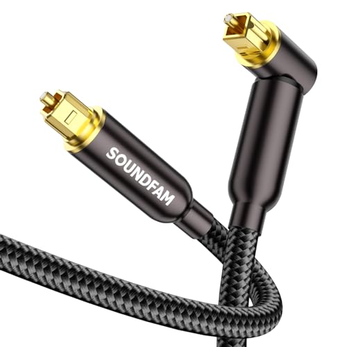 90 Degree Toslink Optical Cable 360 Degree Free-Rotating Plug Fiber Optic Cable S/PDIF Toslink Male to Male for Home Theater, Sound Bar, TV, PS4 (90 ° Optical Audio Cable, Black, 3ft/1M) - size: 3ft/1M