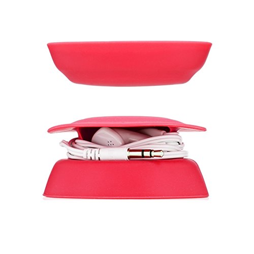 Budley - Tangle-Free Earphone/Earbud Case, Compact Storage System, Silicone (Red, Set of 1) - color: Red