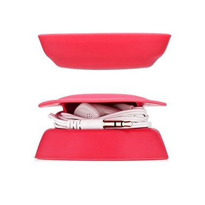 Budley - Tangle-Free Earphone/Earbud Case, Compact Storage System, Silicone (Red, Set of 1) - color: Red
