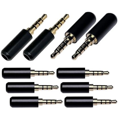 3.5mm TRRS 4-Pole Stereo Male Solder Plug, 10 Pack
