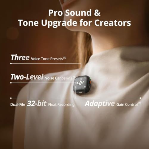 DJI Mic 3 (2TX+1RX+Charging Case), All in one Mic with Canon MI Hot Shoe | Wireless Mini Mic for iPhone/Camera/Android, Ultralight, Adaptive Gain Control, 28hrs Use, Vlog, Noise Cancelling