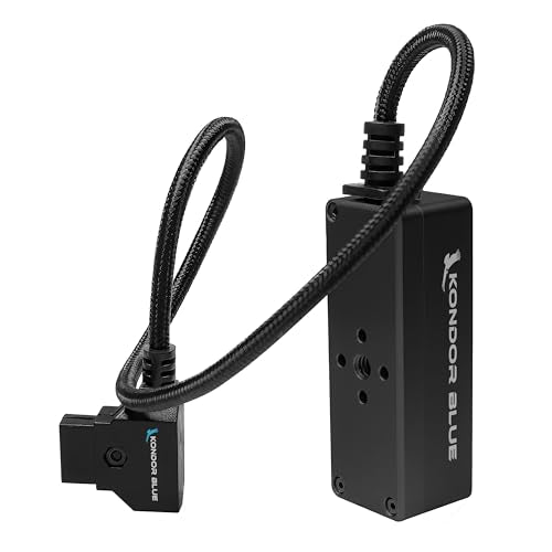 KONDOR BLUE | 12V D-Tap Power Hub Splitter with Voltmeter, 4 Way | 1/4-20 Threads, ARRI Anti Twist Locating Points, Multi Hole Mounting, Power Distribution for Camera Rigs | Black - color: Raven Black