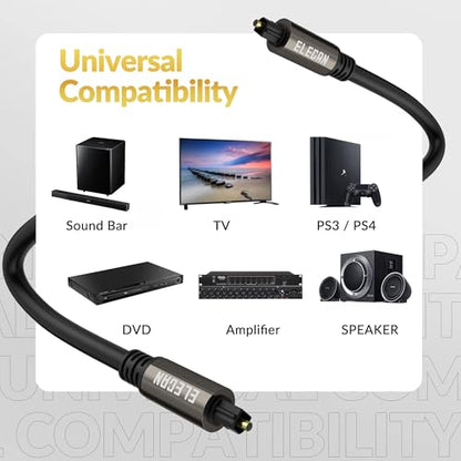 Optical Audio Cable 10 Ft/2 Pack Digital Audio Toslink Cable Cord-Fiber Optic-Gold Plated-Flexiable&Durable-for Home Theater,Sound Bar,PS4& Xbox-with Right Angled+Mini Toslink Adapters+Ties - size: 10FT-2PK