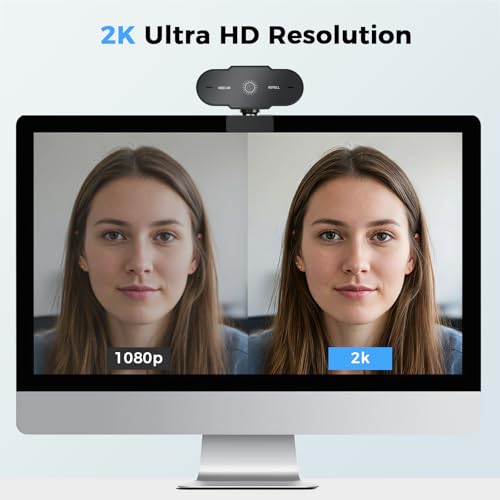 1080P Full HD Webcam with Microphone, Auto Light Correction, 360° Rotatable, Plug & Play, Compatible with Windows, Mac, Laptop, Desktop (Zoom, Skype, Teams, Video Conferencing)