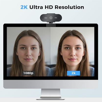 1080P Full HD Webcam with Microphone, Auto Light Correction, 360° Rotatable, Plug & Play, Compatible with Windows, Mac, Laptop, Desktop (Zoom, Skype, Teams, Video Conferencing)