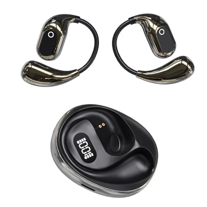 Open Ear Headphones Wireless Bluetooth 5.4, OWS Earphones Wireless Earbuds with Earhooks and Mic, IPX5 Waterproof, 64H Range, Out of Ear Earbuds for Sports Running Workout Driving (Black) - color: Black