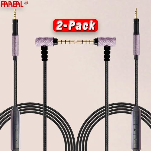 FAAEAL Audio Cable Compatible with Sennheiser Momentum 4 Momentum 3 Momentum 2.0 HD450BT PXC550 HD400S Headphones in-line Mic Control Headphone Cord Works on iOS/Android 4.9ft w/mic 2-Pack - style: 3.5mm w/mic 2-Pack
