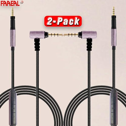 FAAEAL Audio Cable Compatible with Sennheiser Momentum 4 Momentum 3 Momentum 2.0 HD450BT PXC550 HD400S Headphones in-line Mic Control Headphone Cord Works on iOS/Android 4.9ft w/mic 2-Pack - style: 3.5mm w/mic 2-Pack