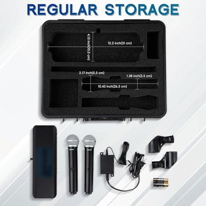 Wireless Mic Case - Hard Shell Case Compatible with Shure BLX288/SM58/PG58/BETA58A, for Mics, Receivers and More