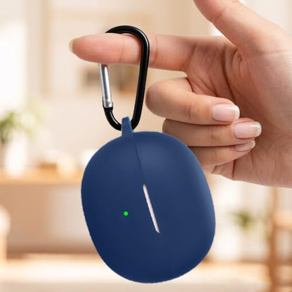 Silicone Protective Case for i121 Earbuds, Compatible with King Lucky Clip-On Open Ear Headphones, Full Cover Shockproof Anti-Scratch Case with Keychain Carabiner, Charging Port Access - color: Blue