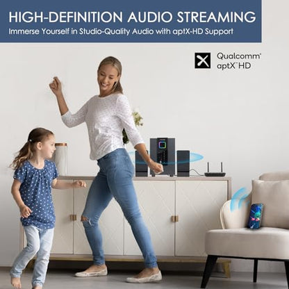 SIMOLIO Bluetooth Transmitter Receiver for TV, aptX Low Latency Adapter