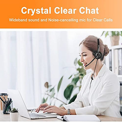Phone Headset Noise Cancelling Mic RJ9 U10P Bottom Cable Compatible with Polycom VVX, Mitel, Shoretel, Nortel Phones - size: Single Ear