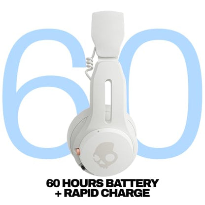 Skullcandy Icon ANC Noise Canceling Wireless Headphones - Bone/Orange | On-Ear Fit, Bluetooth, Noise Cancellation, 60 Hours Battery, Sweat Water Resistant, Foldable, Travel Ready, Microphone - color: Bone