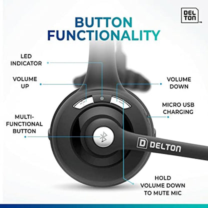 Delton 10X Bluetooth Computer Headset, On-Ear Single Ear Wireless Headset | With Noise Canceling Mic, USB Dongle for Computer/Laptop, Perfect for Home, Office, Call Center, 2-Pack, Black - style: with USB Dongle