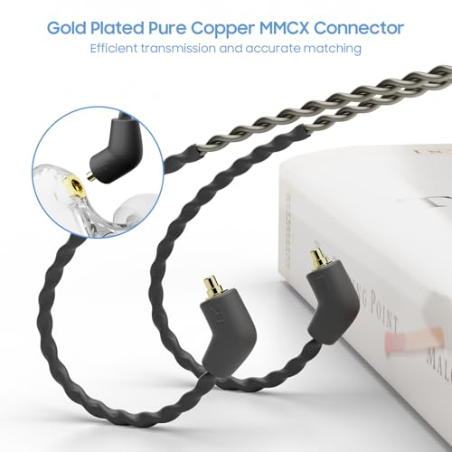 BASN SC100 IEM Silver-Plated MMCX Cable, 150cm OFC Wired Cable for in-Ear Monitors - Compatible with BASN Bsinger, Bmaster Series (SC100-MMCX-Black) - color: SC Black