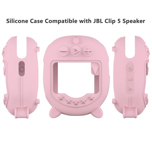 Silicone Cover Case Compatible with JBL CLIP 5 Ultra Portable Bluetooth Speaker, Soft Skin Sleeve for JBL CLIP 5 Speaker Accessories(Only Case) (Pink) - color: Pink