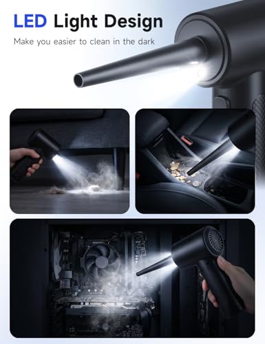 Compressed Air Duster,100000RPM Electric Air Duster for Computer Keyboard - color: Black