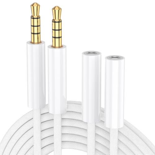 Fidioto [2-Pack, 10 Ft Hi-Fi] Headphone Extension Cable, 3.5mm Audio Male to Female Aux Adapter Suitable for Headphones, iPhone, iPad, Smartphones, Tablets, etc. (White) - size: 3M