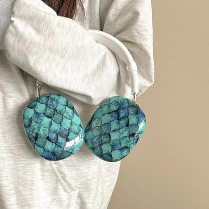 for Glitter AirPods Max Case with Cleaner Kit, Anti-Scratch Shell Pattern Ear Pad Case/Ear Cups Cover/Headband Cover for AirPods Max Protective Skin - color: Fish Scale Pattern