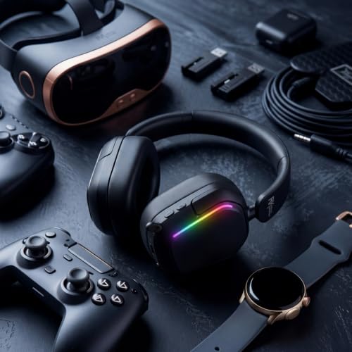 RK ROYAL KLUDGE HG101 V2 Wireless Gaming Headset, 2.4G/Bluetooth 6.0/3.5mm Wired Headphones, 7.1 Surround Sound, 40mm Drivers, Memory Foam Cushions, Works with Xbox, PS4/5, PC, Switch, Black - color: Black