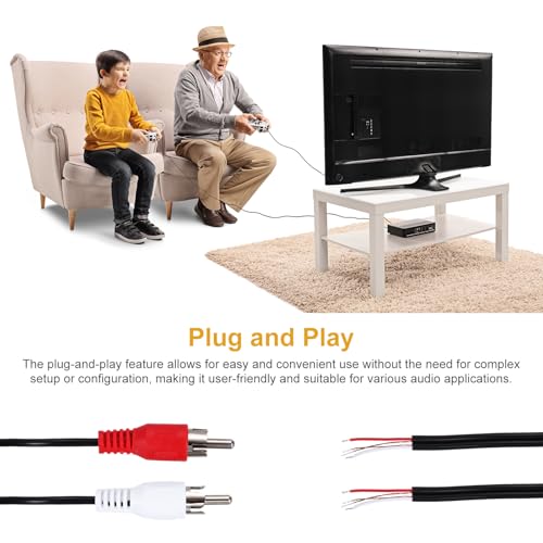 uxcell 8 Inch Open Red/White RCA 2-Male Plug Jack Connector Adapter to Bare Wire Open End Audio Video RCA Cable for Amplifier Speaker Wire Pack of 2