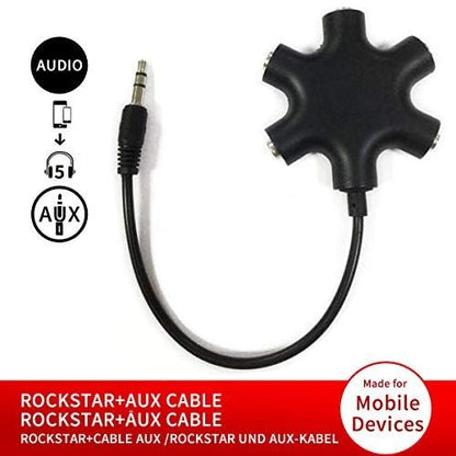 Headphone Audio Splitter 5 Ways Adaptor 3.5mm Audio Stereo Splitter Cable Male to 5 Port 3.5mm Female for Earphone and Headset Adapter for iPhone Samsung LG Smartphones (2, Black)