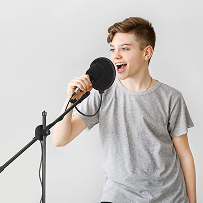 Sherr 4 Pcs Tripod Microphone Stand Adjustable Boom Height Mic Stand with Mic Clip and Windscreen for Live Stream, Singing, Stage Performance, Studio, Max Height 60 Inch