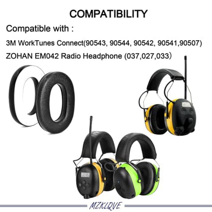 3M-WorkTunes Ear Pads - Replacement Foam Ear Cushion EarPads for 3M WorkTunes(90543, 90544, 90542, 90541,90507) and Peltor Range Guard Connect Hearing Protector (EM042/033/037 Series)