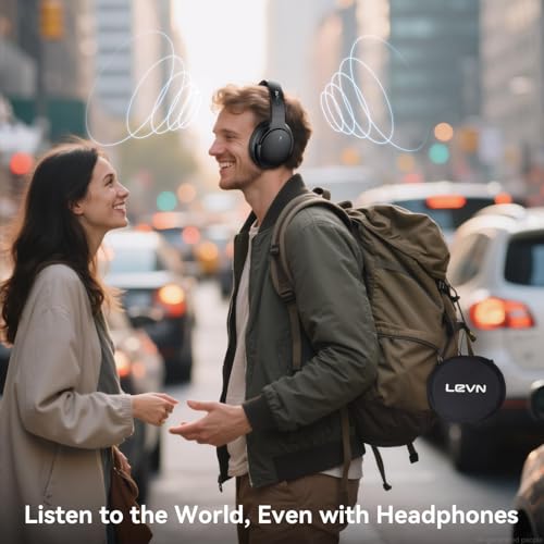 LEVN Hybrid Active Noise Cancelling Headphones, Wireless Headphones Bluetooth 5.4 with Transparent Mode, Hi-Res Audio, Deep Bass, 70H Playtime Over Ear Bluetooth Headset for Work/Travel/Home/Office