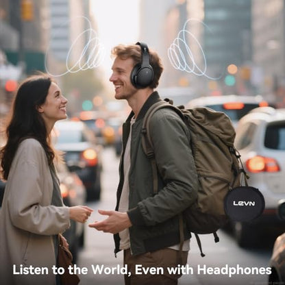 LEVN Hybrid Active Noise Cancelling Headphones, Wireless Headphones Bluetooth 5.4 with Transparent Mode, Hi-Res Audio, Deep Bass, 70H Playtime Over Ear Bluetooth Headset for Work/Travel/Home/Office