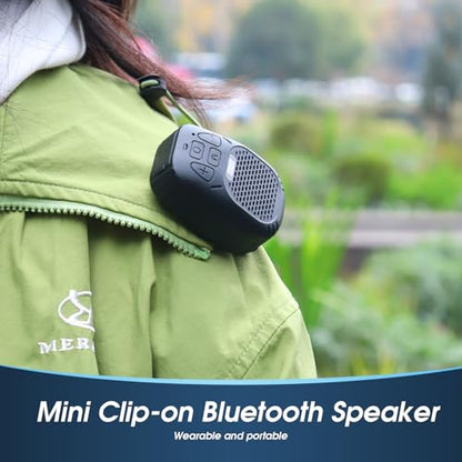 August MS550 Portable Bluetooth Speaker with Magnetic Clip On, Microphone | 30H Playback, IP56 Waterproof, Micro SD for MP3, Hands Free Calling, Outdoor Speaker for Cycling Hiking Camping