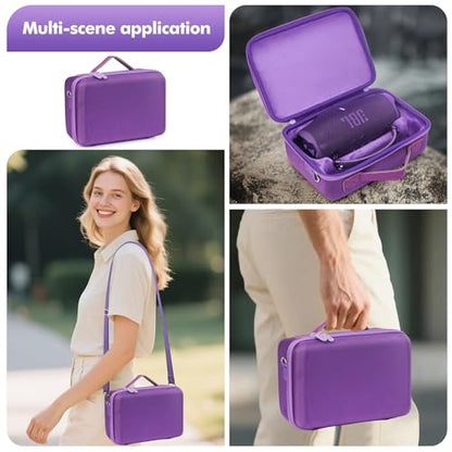 Hard Case for JBL Charge 6/5/4 Bluetooth Speaker – Waterproof Travel Case with Adjustable Shoulder Strap, Durable Protection for On-the-Go Use（Purple） (purple) - color: purple