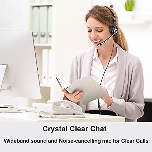 Wantek Telephone Headset with Microphone Noise Cancelling, RJ9 Phone Headset Compatible with Volume Adjustment Mute Control Switch for Call Center Office - size: 601RJ4
