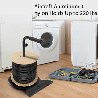 Rotating Aluminum Cable Caddy for Wire & Cable Reels,Supports up to 220 lbs | Heavy-Duty Aluminum Cable Caddy With Dual Ball Bearing Rotation, Supports Vertical And Horizontal Use, Quick Install