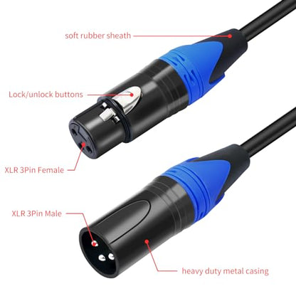 XLR Splitter, Balanced XLR Splitter Cable Male to 2 Female, XLR Y Splitter Micrphone Cable,XLR Y Splitter Cable 3-Pin (1.6FT / 2 Pack