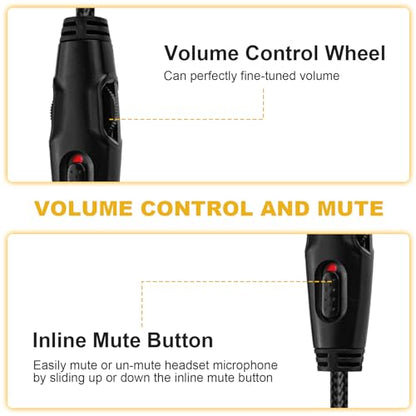 Cloud Alpha Cable Compatible with Hyperx Cloud Alpha, Cloud Alpha S, Cloud Mix, Cloud Mix 2, Cloud Flight Gaming Headset with Mute and Volume Control, 5ft