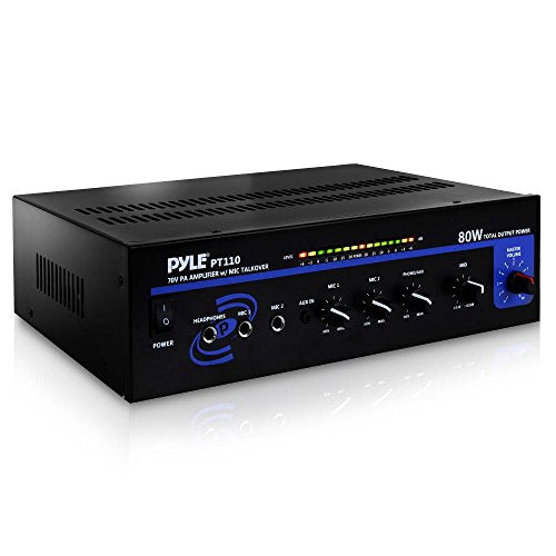 Pyle Home Compact Public Address Mono Amplifier - Professional 50W Mini Home Power Audio Sound PA Speaker Receiver System w/RCA, PT110 & Home Desktop Gooseneck Wired Microphone System -PDMIKC5 Black