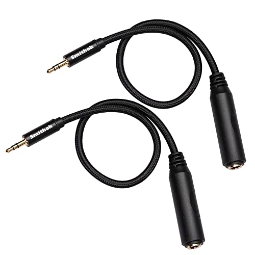 Smithok 2 Pack 3.5mm to 1/4 inch Female Headphone Adapter, Quarter 1/4 inch 6.35mm Stereo Female Jack to 1/8 inch 3.5mm Male Audio Adapter for Headphone, Amplifiers, Guitar, Amp etc.- 12inch/30cm - style: male to female