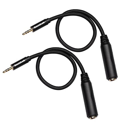 Smithok 2 Pack 3.5mm to 1/4 inch Female Headphone Adapter, Quarter 1/4 inch 6.35mm Stereo Female Jack to 1/8 inch 3.5mm Male Audio Adapter for Headphone, Amplifiers, Guitar, Amp etc.- 12inch/30cm - style: male to female