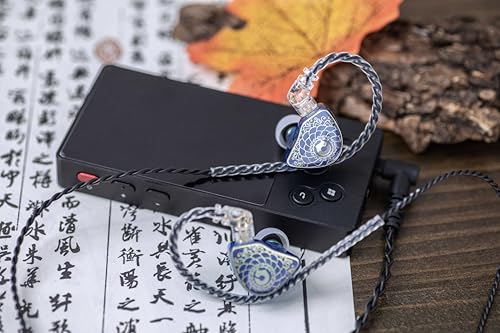 Linsoul TANGZU Wan’er S.G HiFi 10mm Dynamic Driver PET Diaphragm in-Ear Earphone with Ergonomic Shape, Detachable Recessed 2Pin OFC Braided Cable for Audiophile Musician DJ Stage(Blue, with Mic)
