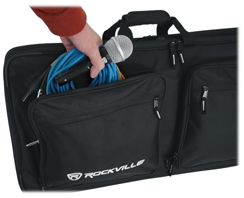 Rockville DC27 Padded 27" DJ Controller Mobile Producer Backpack Bag | 7 Adjustable Foam Dividers, Water-Resistant Shell, 15" Laptop Slot, YKK Zippers, Shoulder Strap, Carry Handles - size: 27"